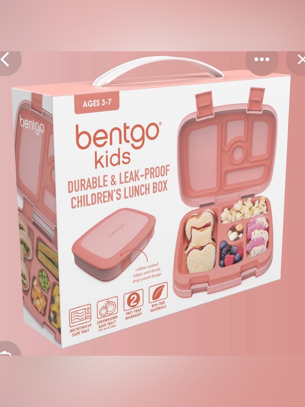 Bentgo Kids Pink Durable Leak-Proof Children's Lunch Box
